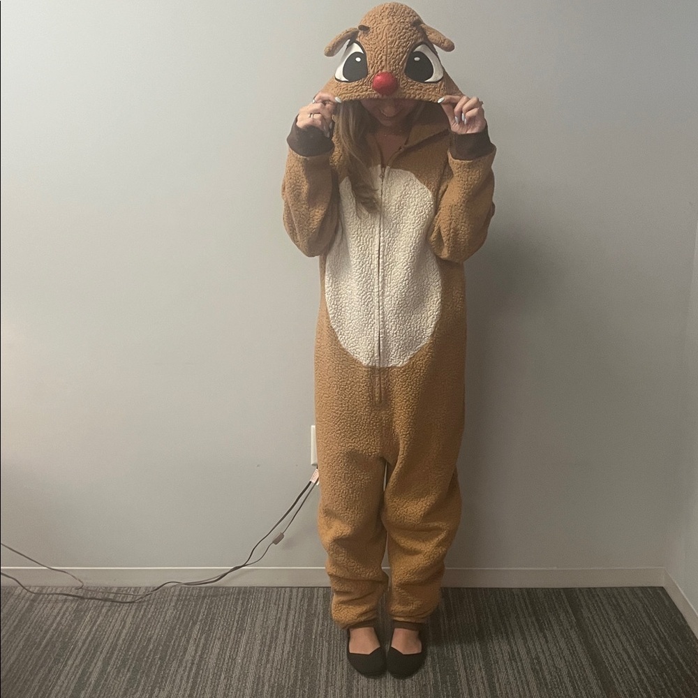 Source Unknown Brown Reindeer Jumpsuit